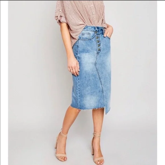 ASYMMETRICAL Denim Skirt - Picture 5 of 9